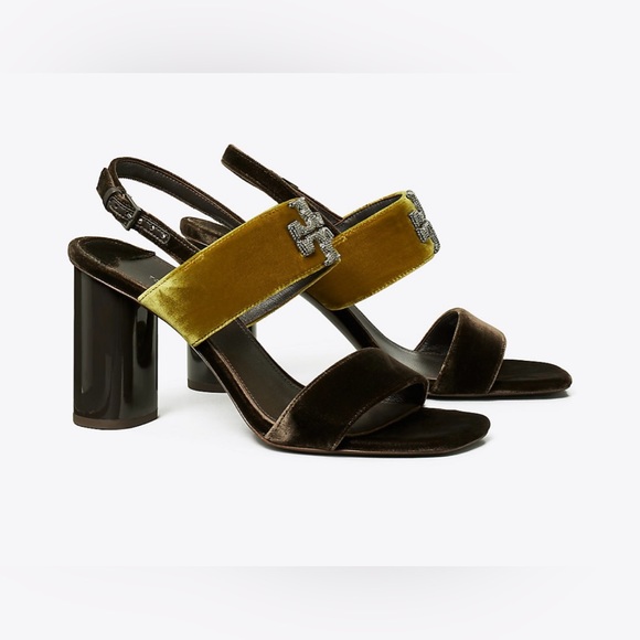 NIB Tory Burch Eleanor Heeled Velvet Sandals🫶🏻 - Picture 3 of 7